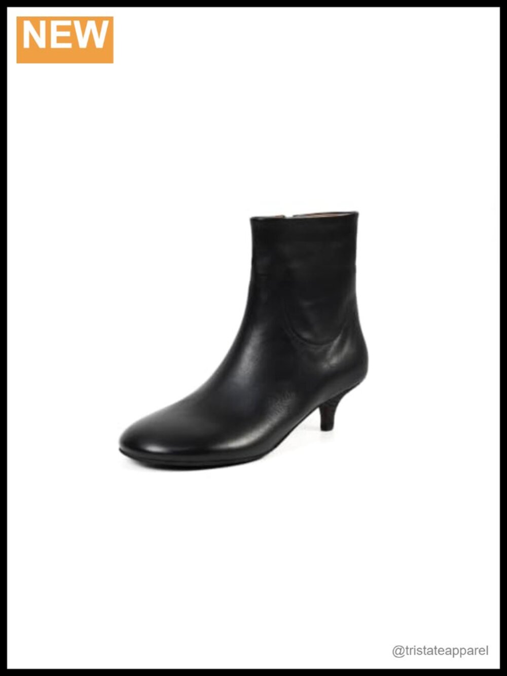 Genuine Leather Ankle Boots Round Toe Kitten Heels